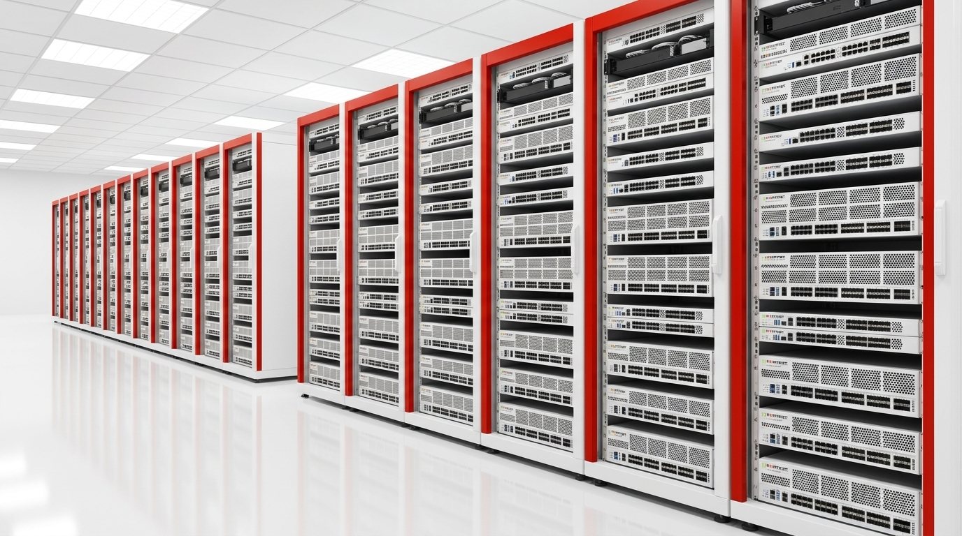 Rack de appliances FortiGate en un data center